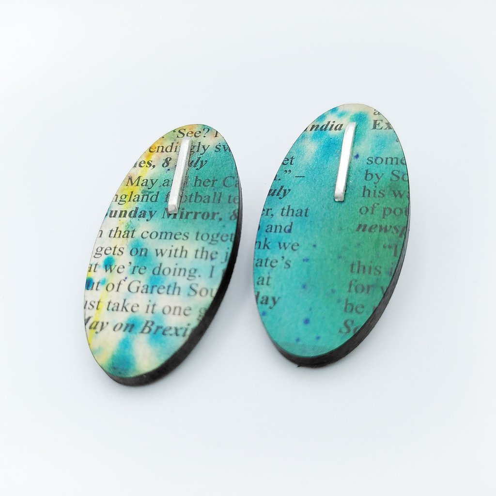 Earrings - Long oval studs 'Gareth'